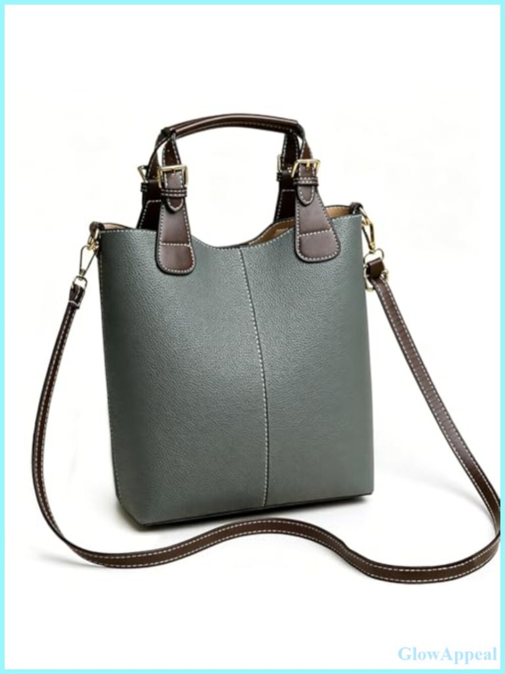 Pu Leather Bucket Bag Women Classic Shoulder Handbag Adjustable Strap Crossbody